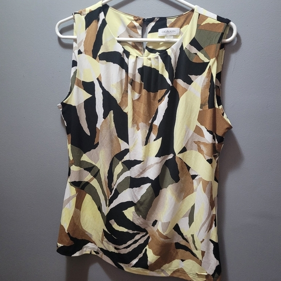 Calvin Klein Colorful Abstract Sleeveless Top L - Picture 2 of 5